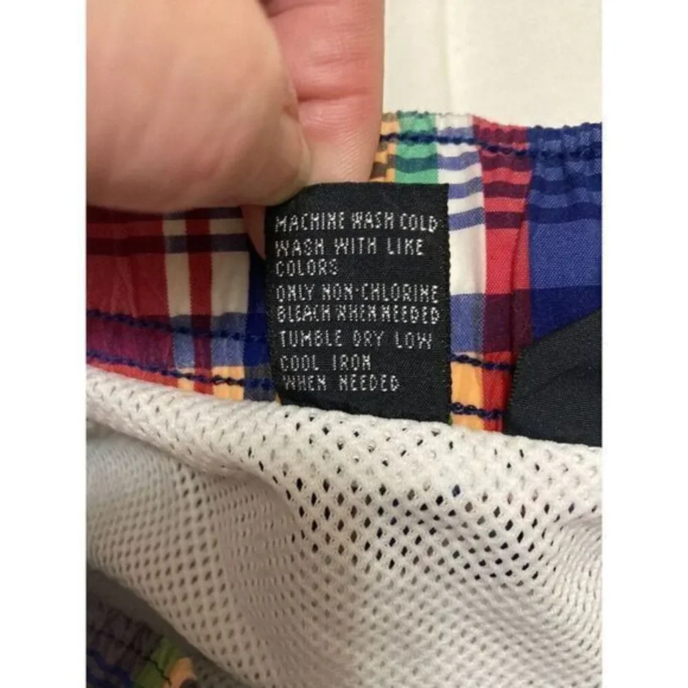 POLO RALPH LAUREN PLAID SWIM‎ SHORTS XL DRAWSTRING TRUNKS PONY BEACH SWIM CARGO